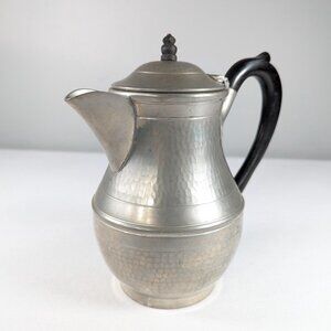 1930s Hammered Pewter lidded jug, vintage metal decorative arts and crafts hot